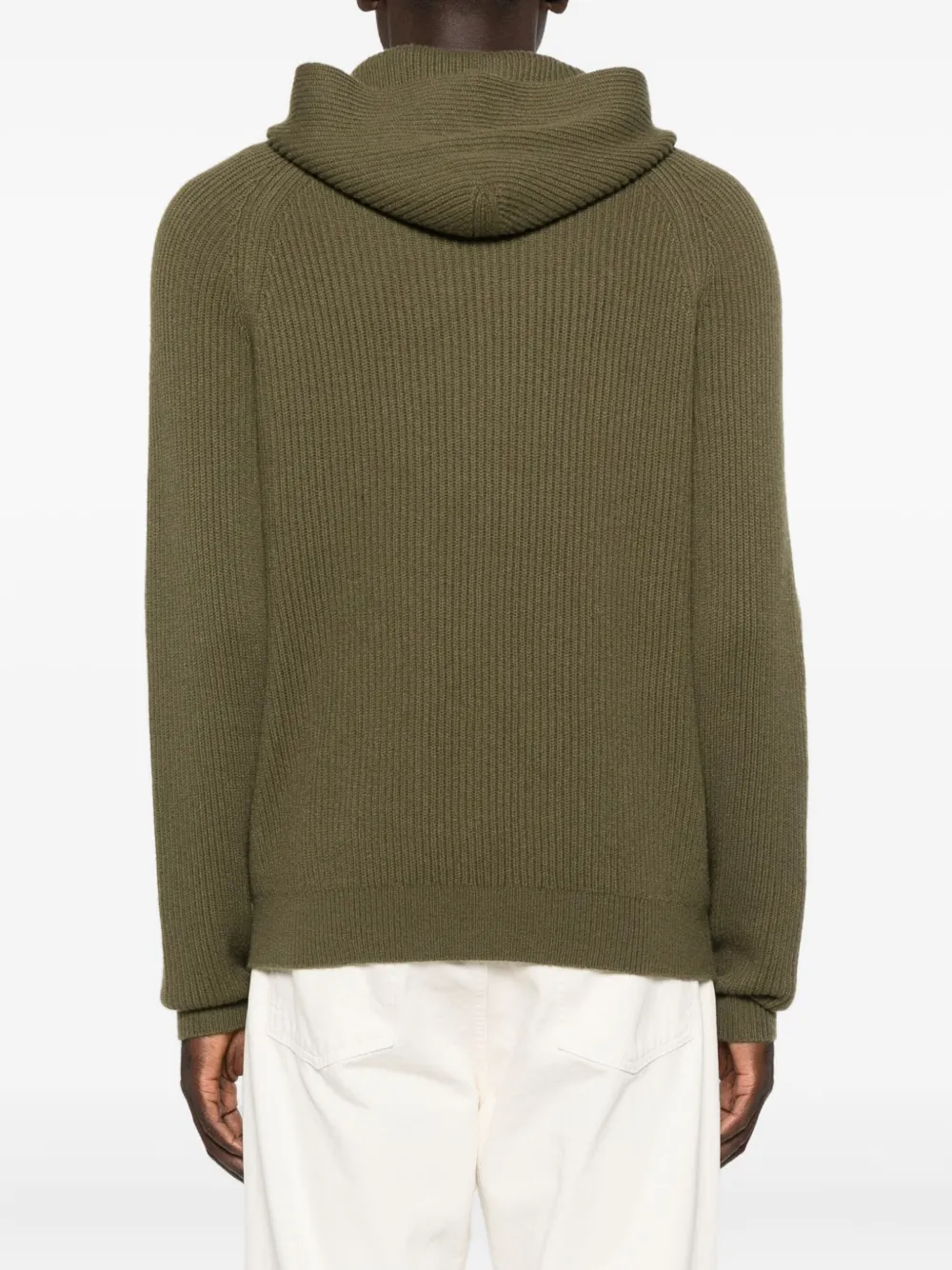 Eric Bompard Ribbed-knit Hooded Sweater In Green