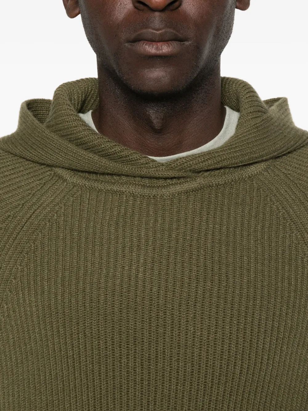 Eric Bompard Ribbed-knit Hooded Sweater In Green