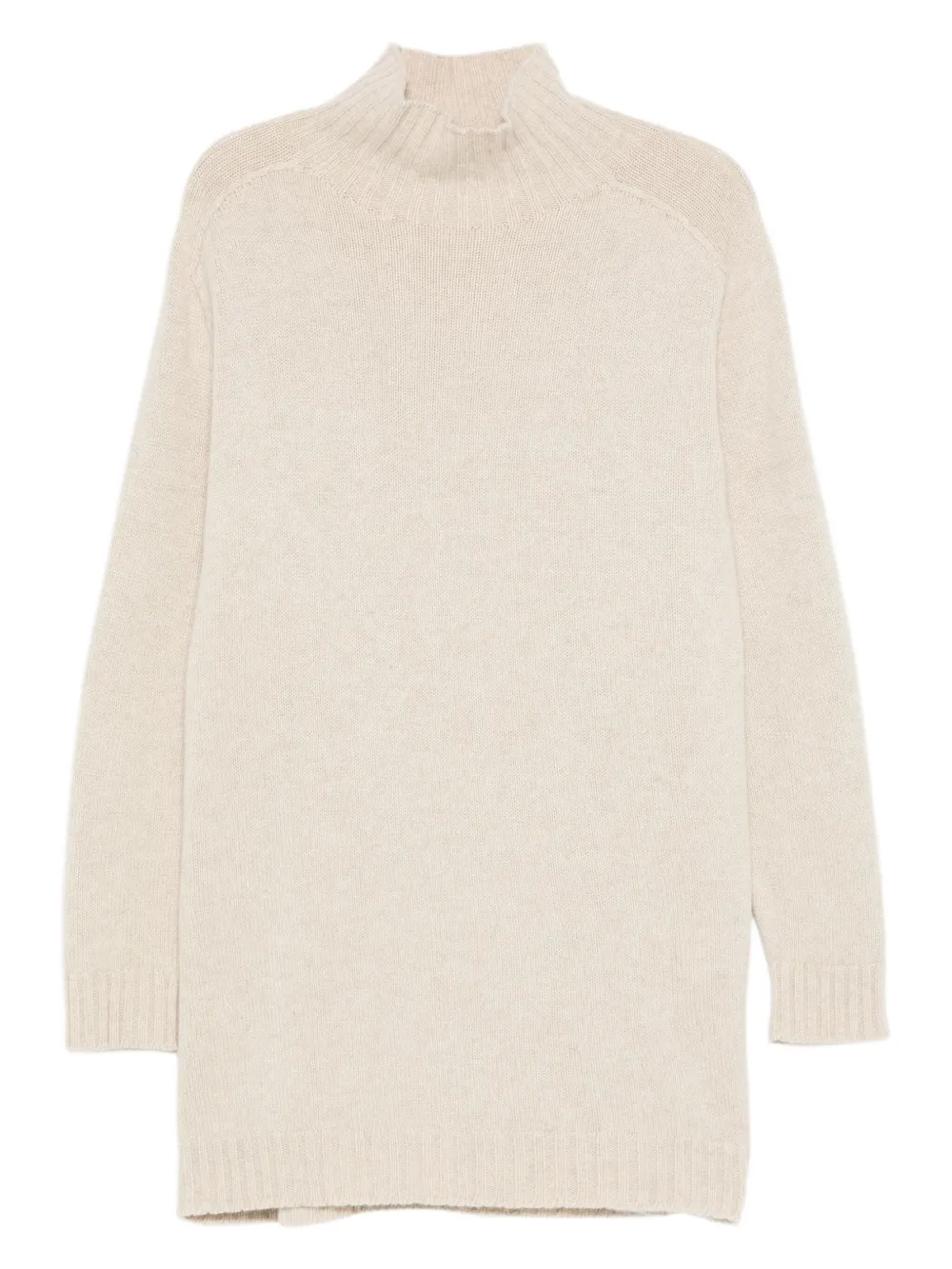 Eric Bompard High-neck Cashmere Mini Dress In Neutral