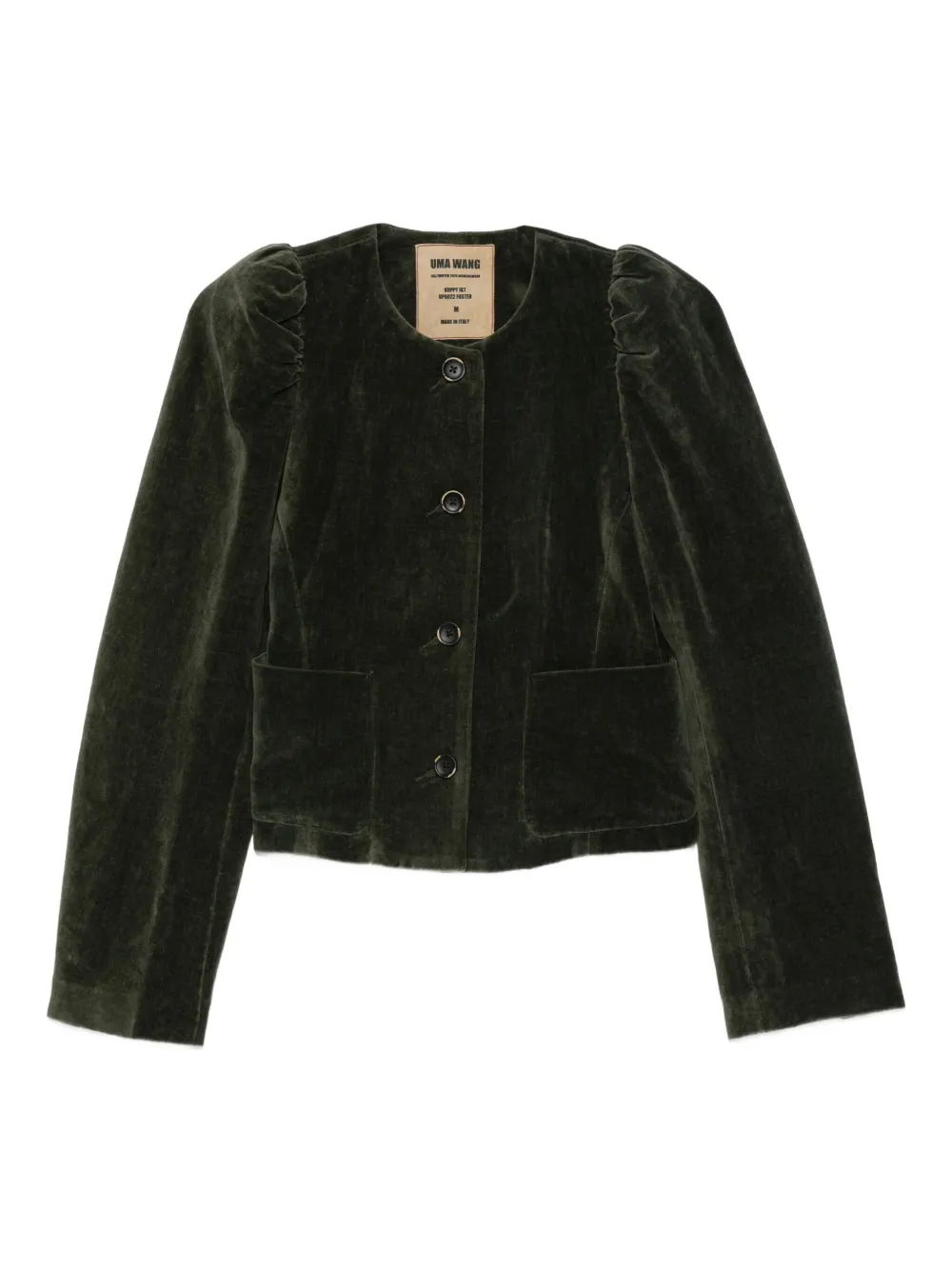 Uma Wang Fluwelen jack met lange mouwen Groen