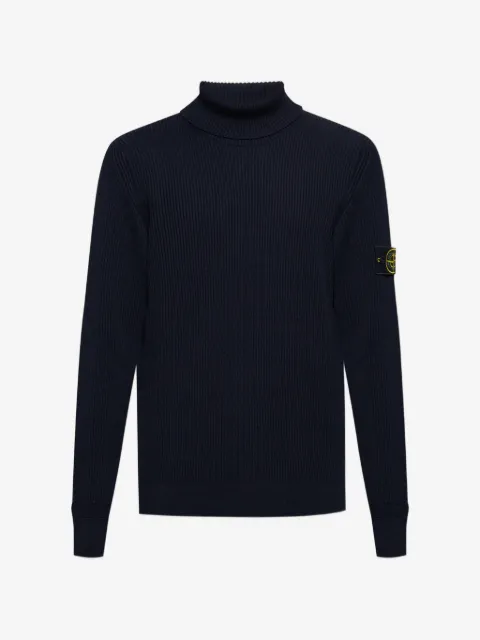 Stone Island suéter tejido de canalé con parche del logo