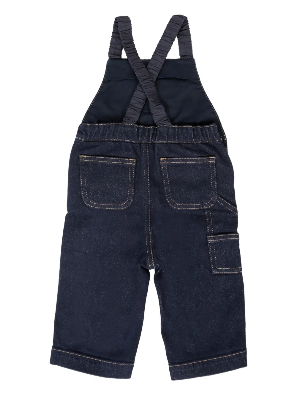 Moncler Enfant cross-strap denim dungarees Blauw