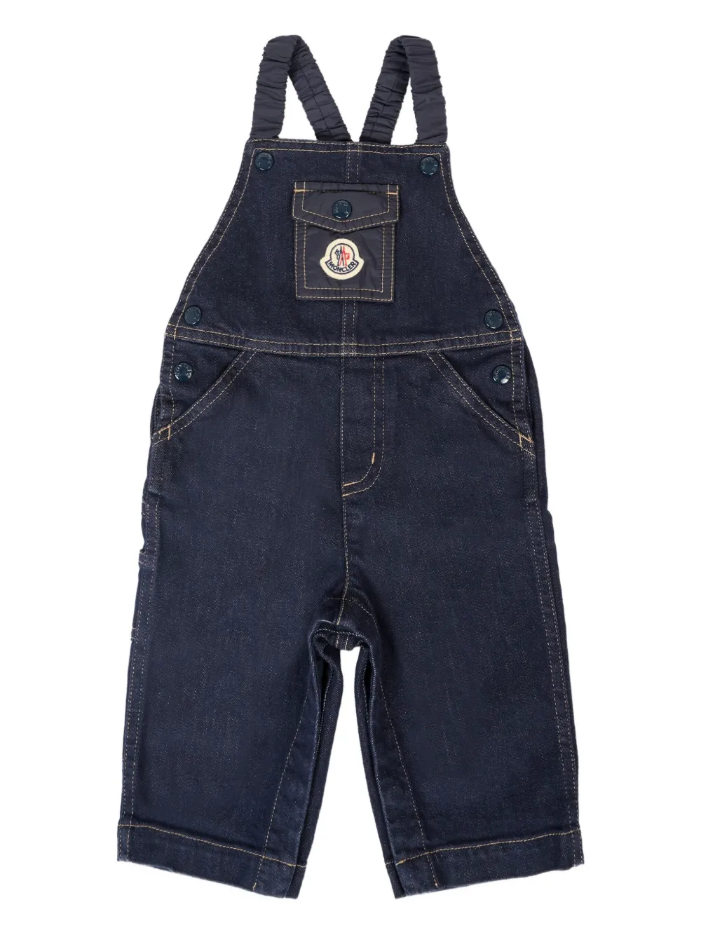 Moncler Enfant cross-strap denim dungarees Blauw