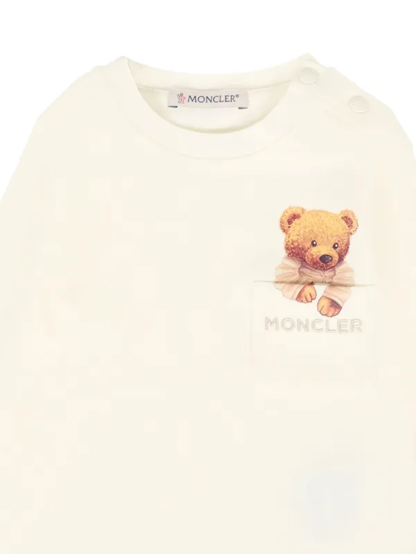 MONCLER クマプリント Tシャツ Moncler Enfant テディベア ロングTシャツ | ホワイト | FARFETCH JP