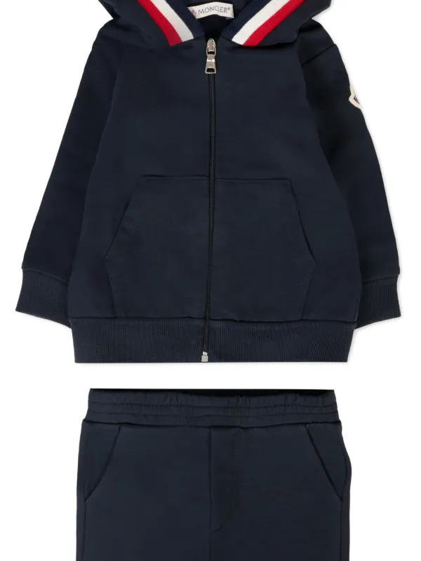 MONCLER フリースプルオーバー ネイビー キッズ Moncler Enfant Hooded zip-up Tracksuit | Blue | FARFETCH