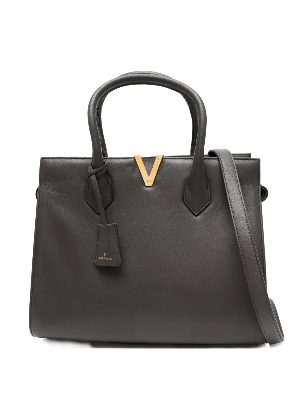 Via Roma 15 V-detail Tote Bag In Brown