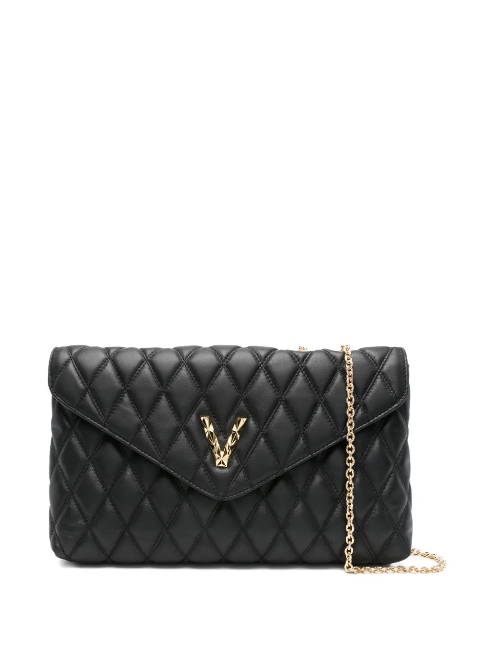 Via Roma 15 Quilted Logo-detail Shoulder Bag In Black