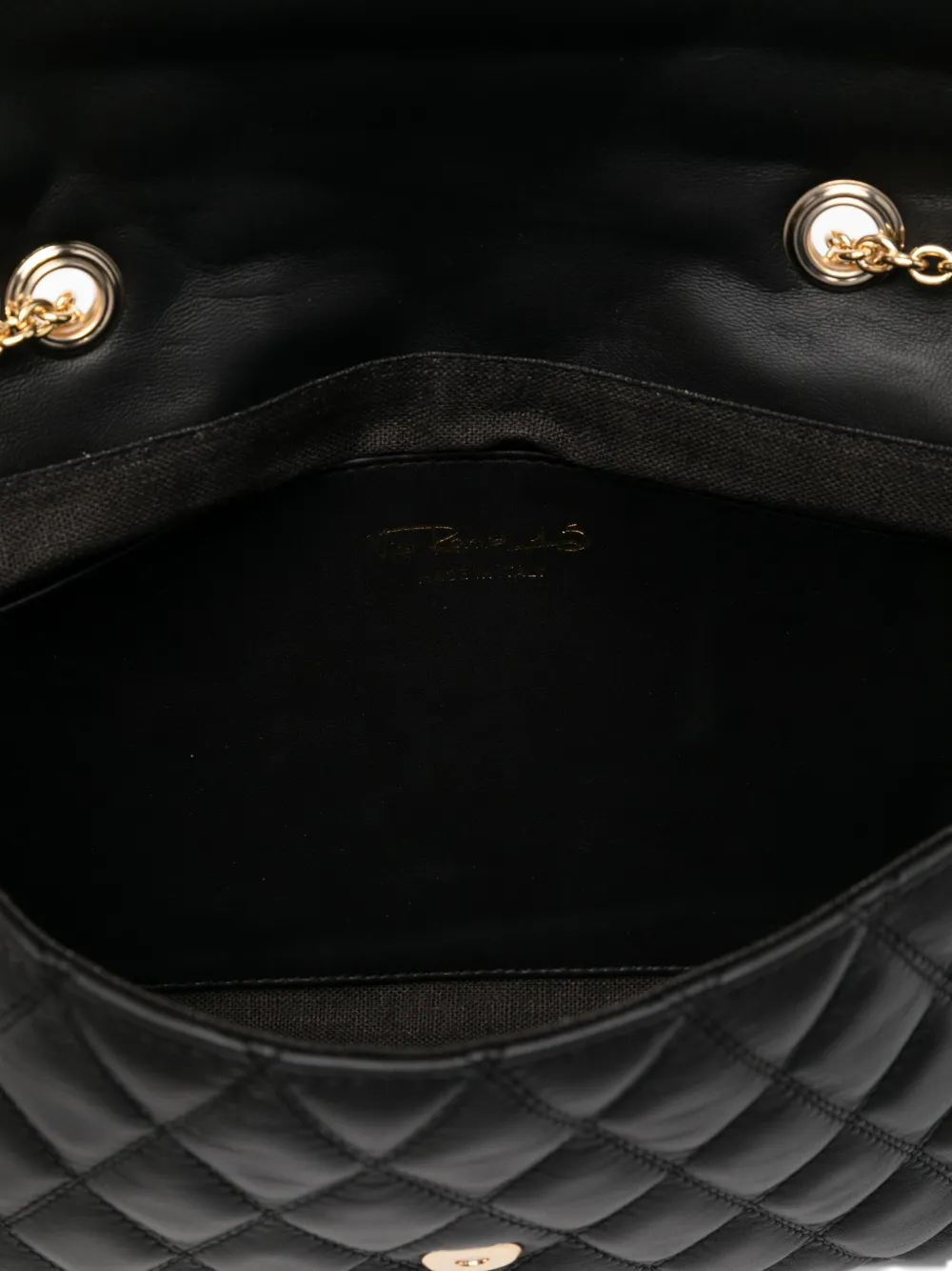 Via Roma 15 Quilted Logo-detail Shoulder Bag In Black