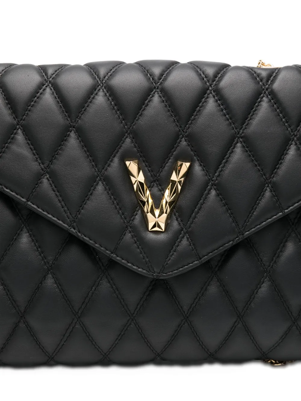 Via Roma 15 Quilted Logo-detail Shoulder Bag In Black