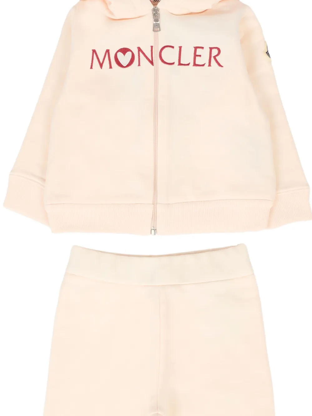 Moncler Enfant Trainingspak met geborduurd logo en capuchon Roze