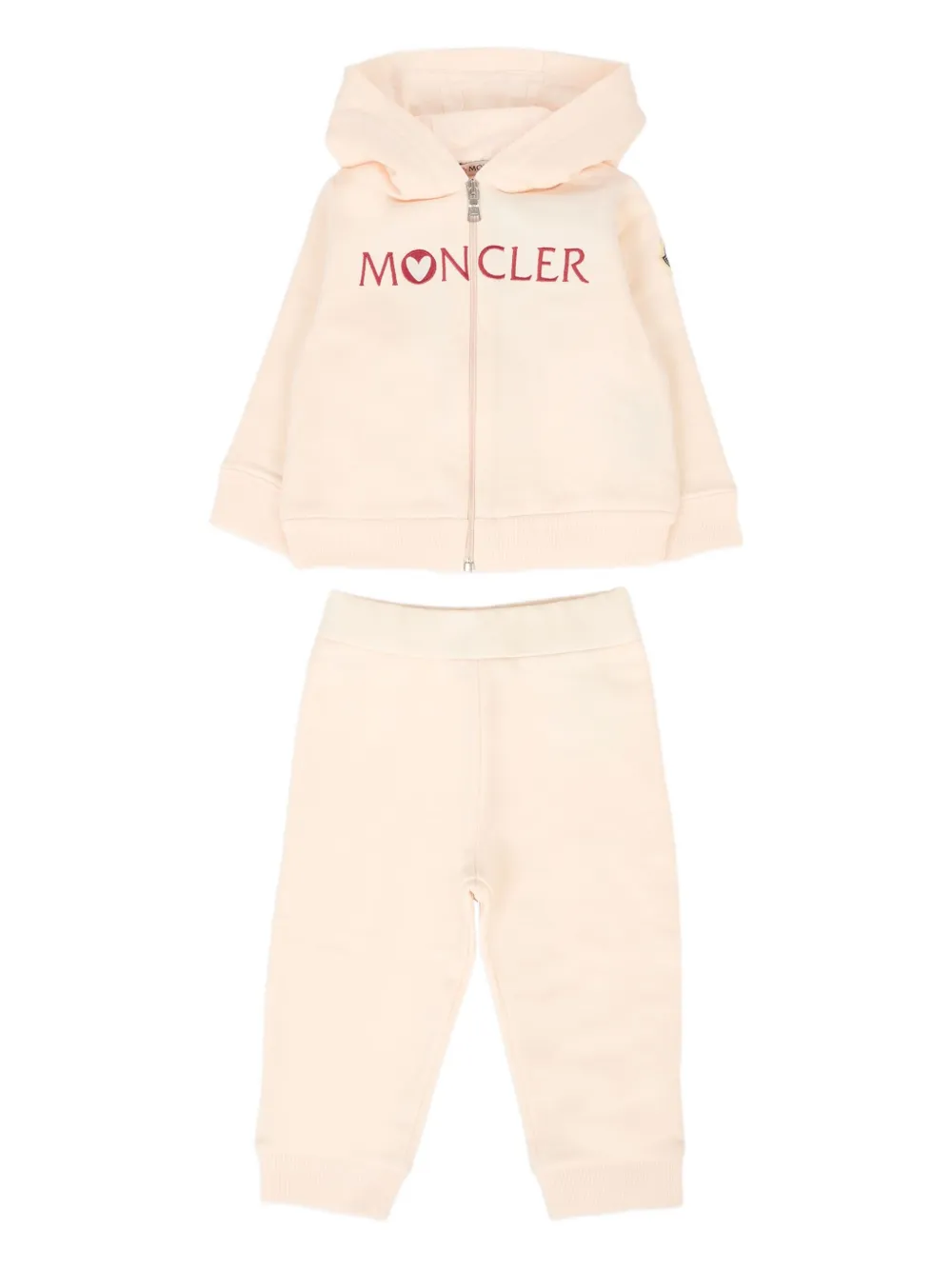 Moncler Enfant Trainingspak met geborduurd logo en capuchon Roze