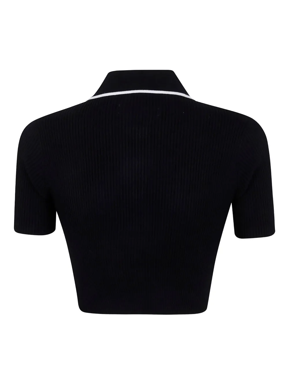 AMIRI embroidered ribbed-knit polo top - Zwart