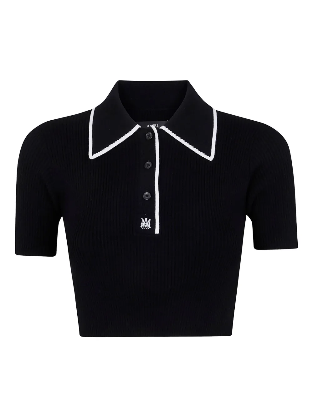 AMIRI embroidered ribbed-knit polo top | Black | Image 1