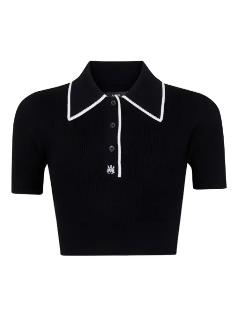 AMIRI embroidered ribbed-knit polo top