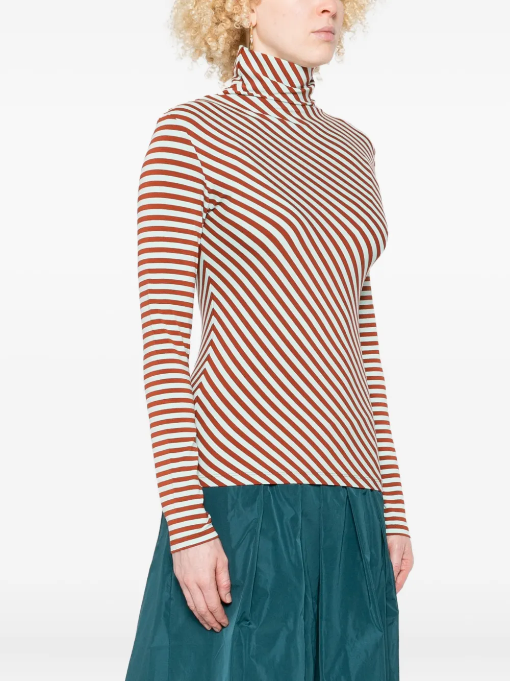 Niū Diagonal-stripe Turtleneck Top In Multi