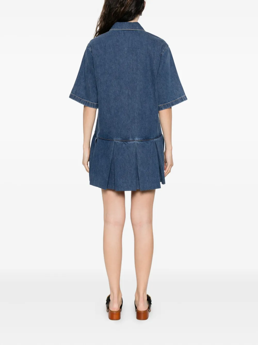 Frame Tennis Cotton Blend Denim Minidress In Blue