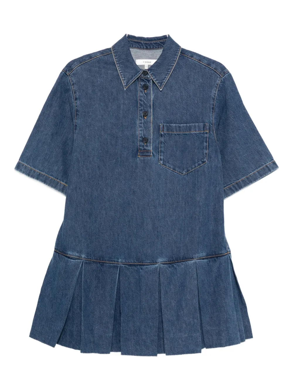 Frame Tennis Cotton Blend Denim Minidress In Blue
