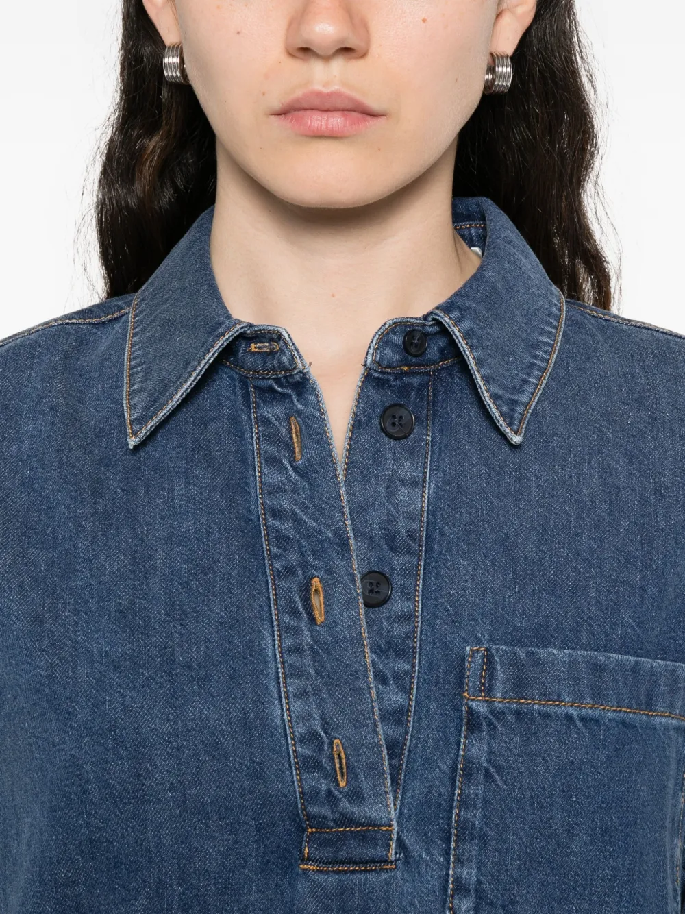 Frame Tennis Cotton Blend Denim Minidress In Blue