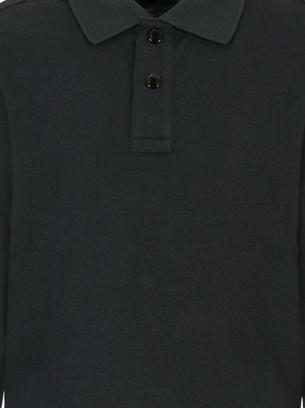 Moncler Enfant long-sleeve logo-patch polo shirt Zwart
