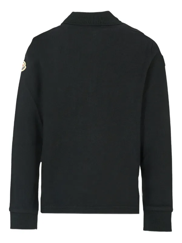 Moncler Enfant long-sleeve logo-patch Polo Shirt Black FARFETCH ID