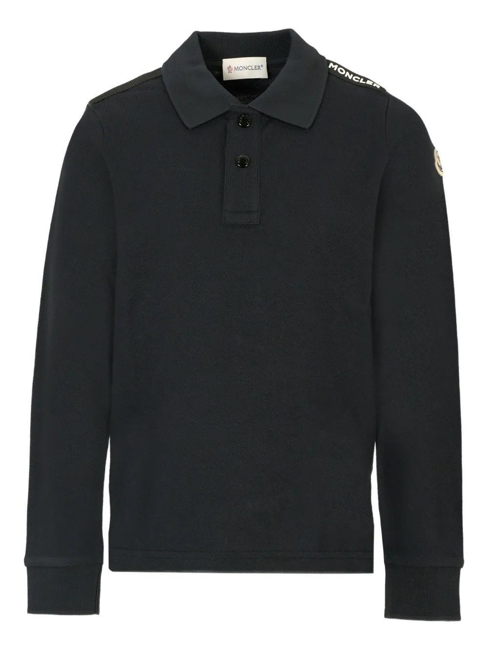 Moncler Enfant long-sleeve logo-patch polo shirt Zwart