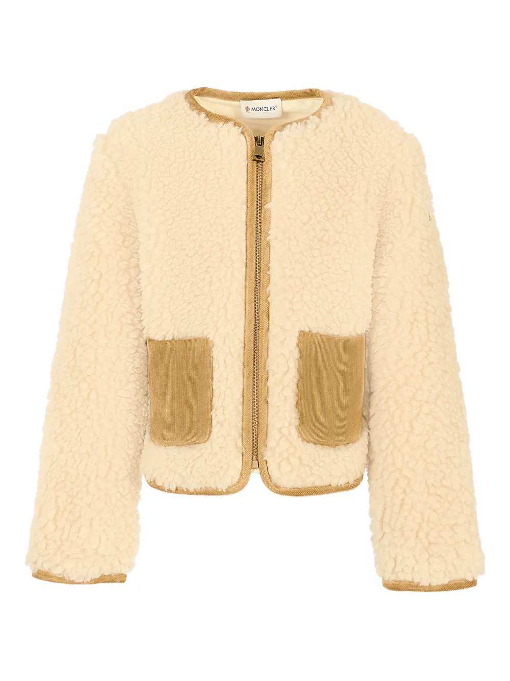 Moncler Enfant Fleece jas met zak Beige