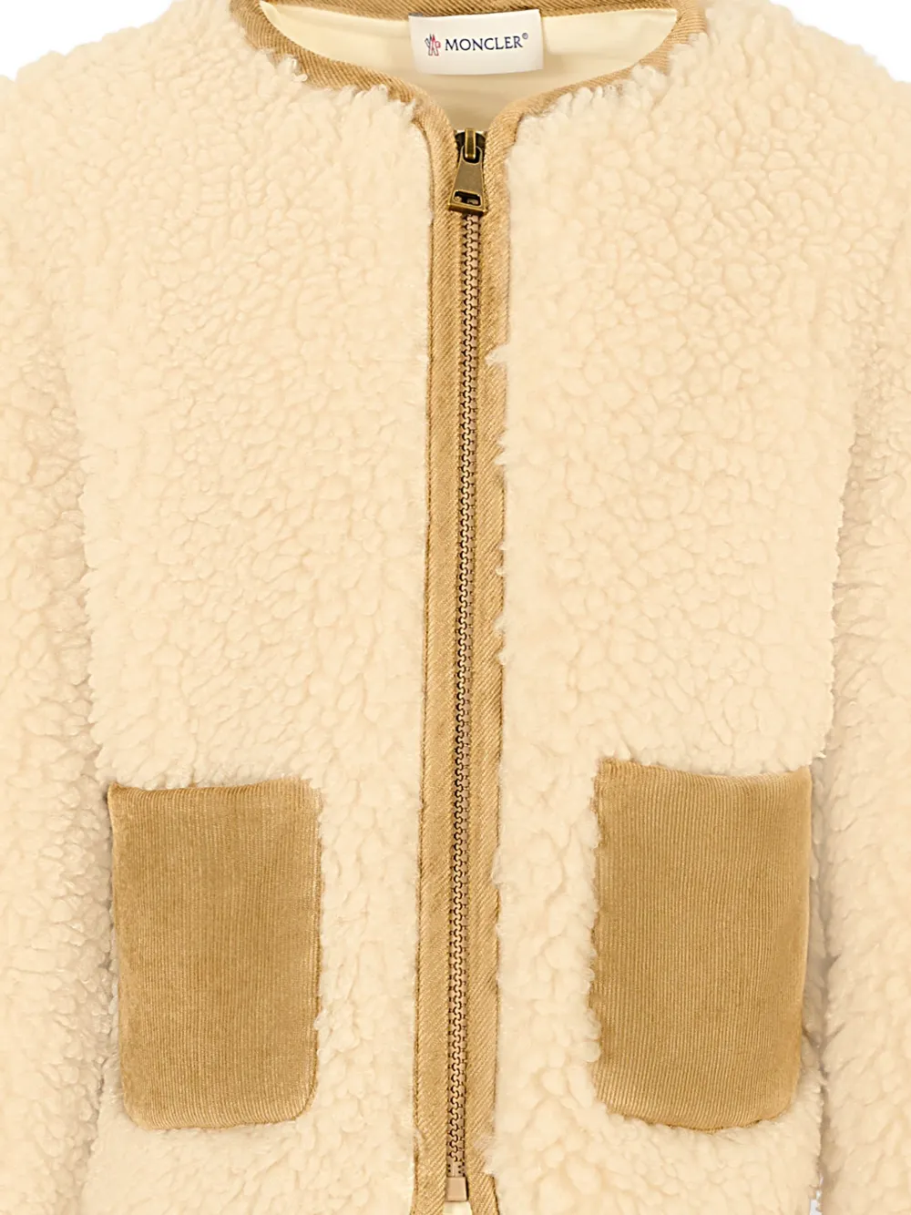 Moncler Enfant Fleece jas met zak Beige