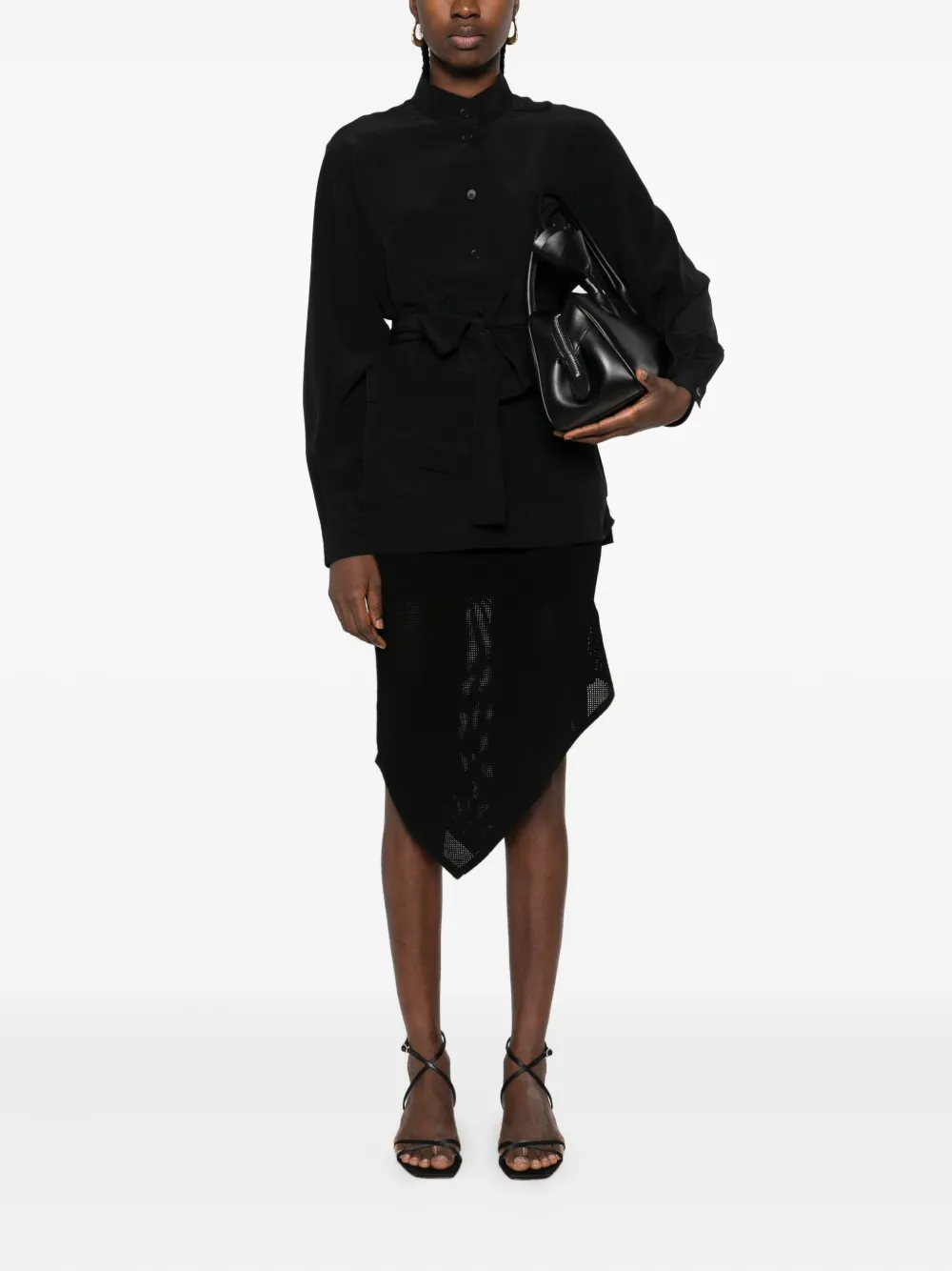 The Garment ribbed asymmetric midi skirt - Zwart