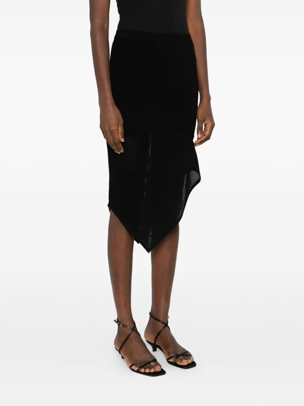 The Garment Ribbed Asymmetric Midi Skirt In Black
