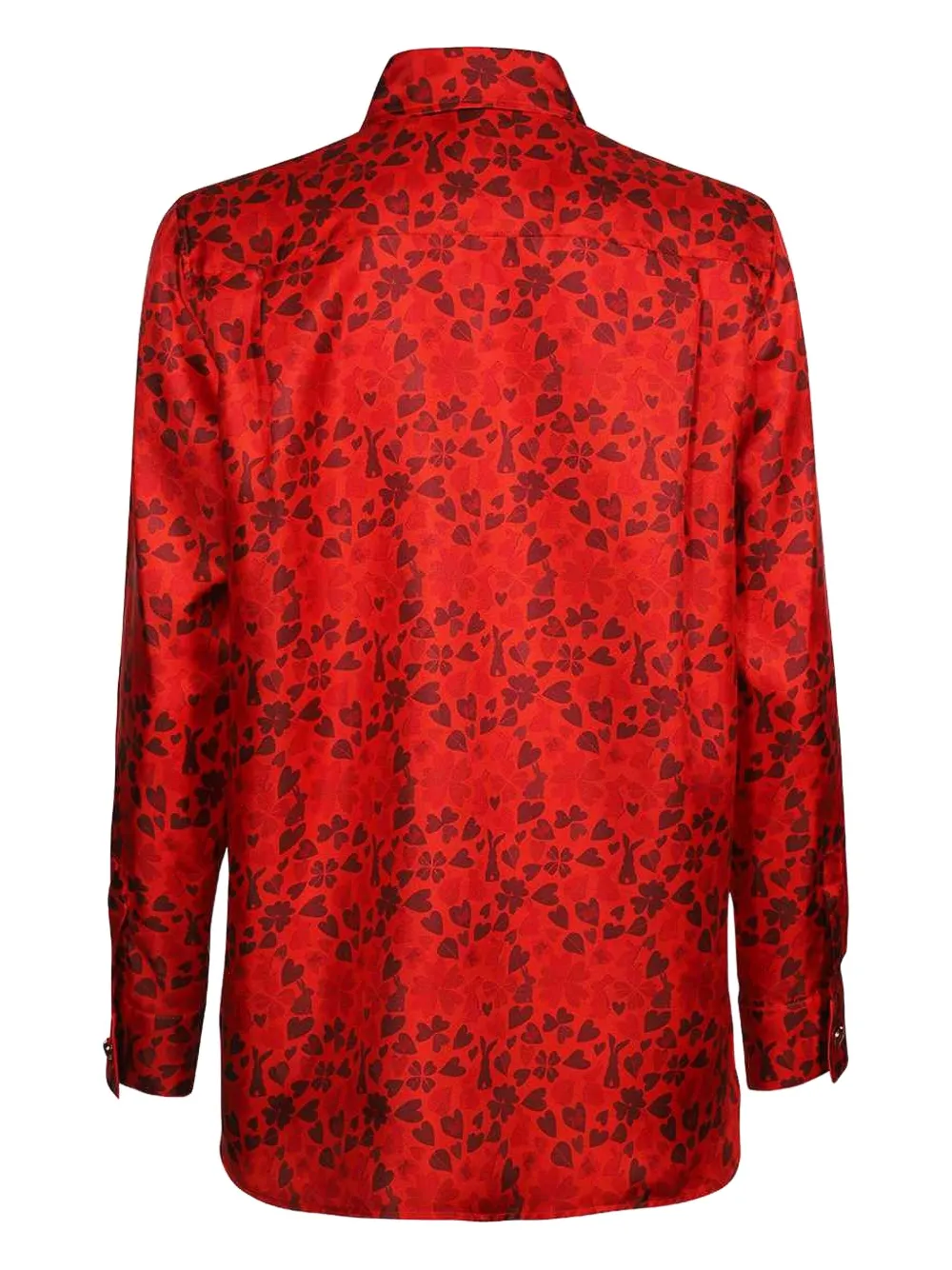 Max Mara Heart-print Silk Shirt In Red
