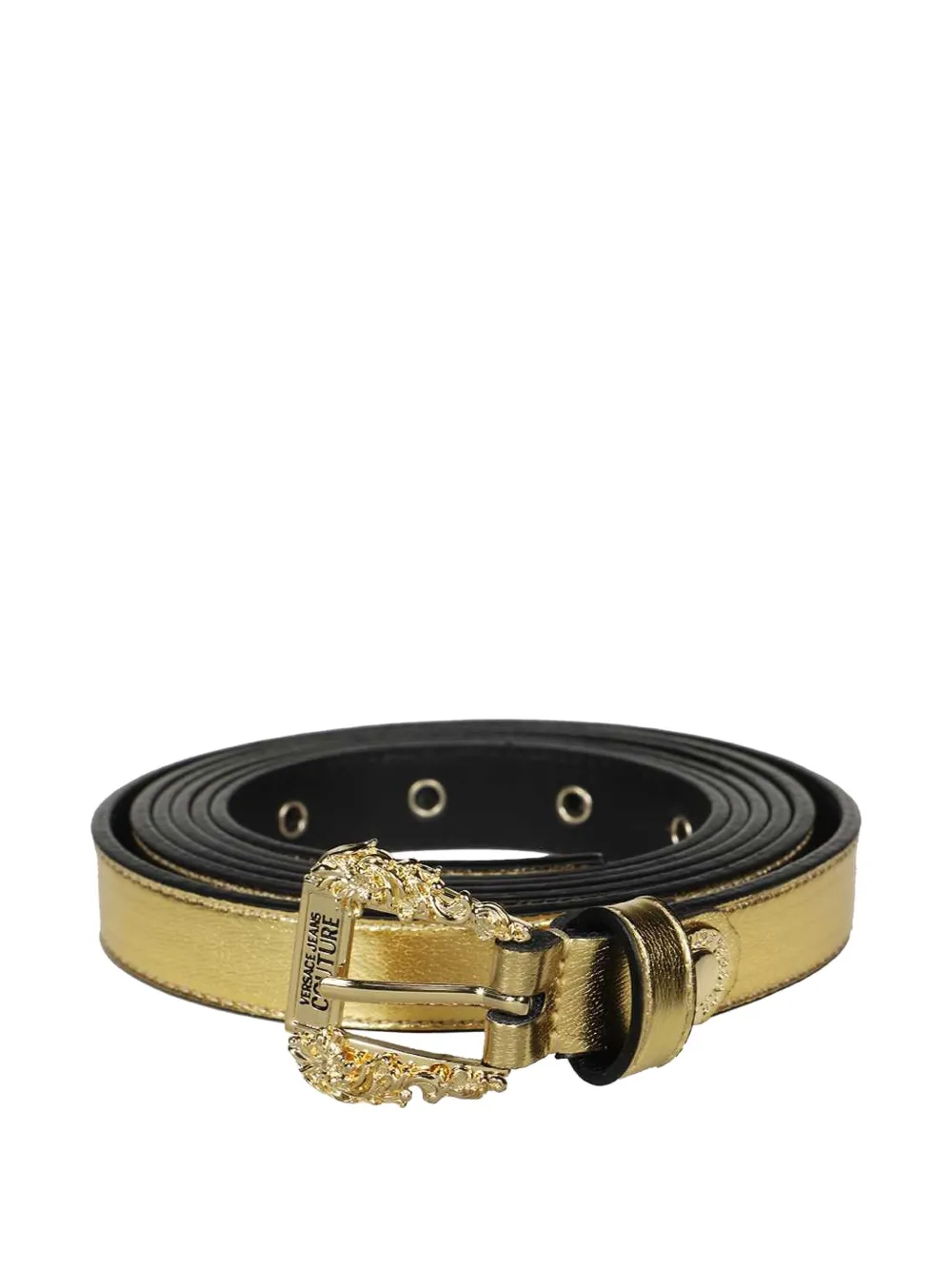 Versace Jeans Couture baroque-buckle leather belt Goud