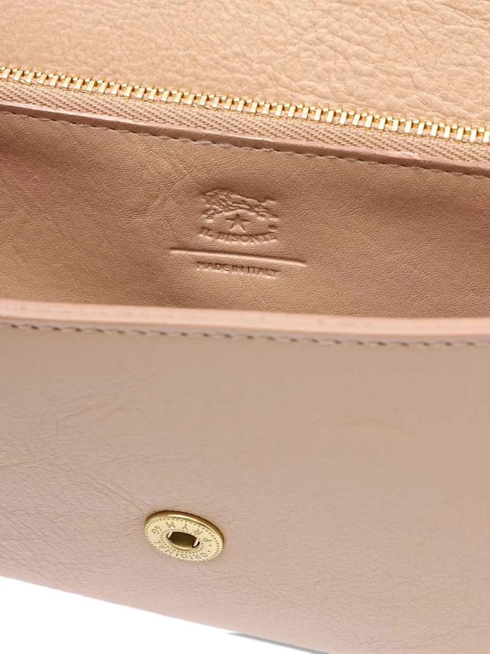 Il Bisonte Foldover Leather Clutch Bag In Neutral