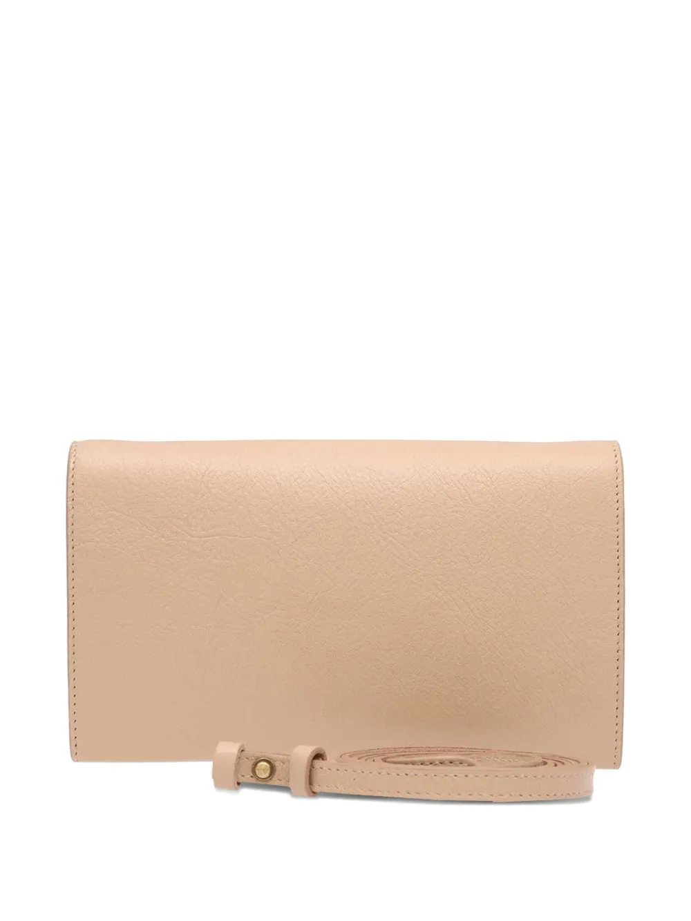 Il Bisonte Foldover Leather Clutch Bag In Neutral