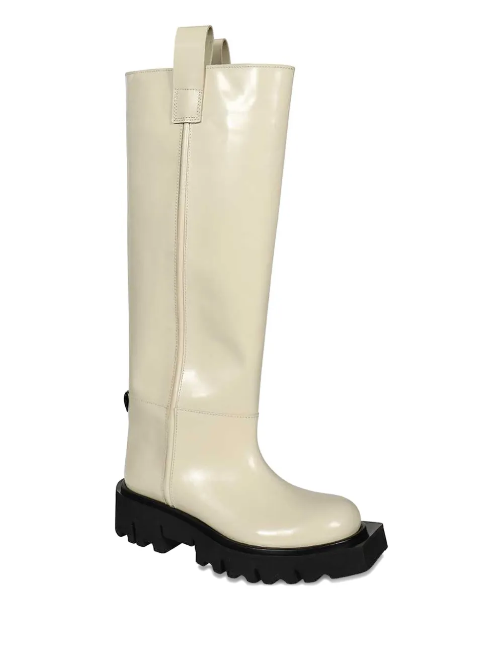 Msgm Leather Round-toe Boots In White