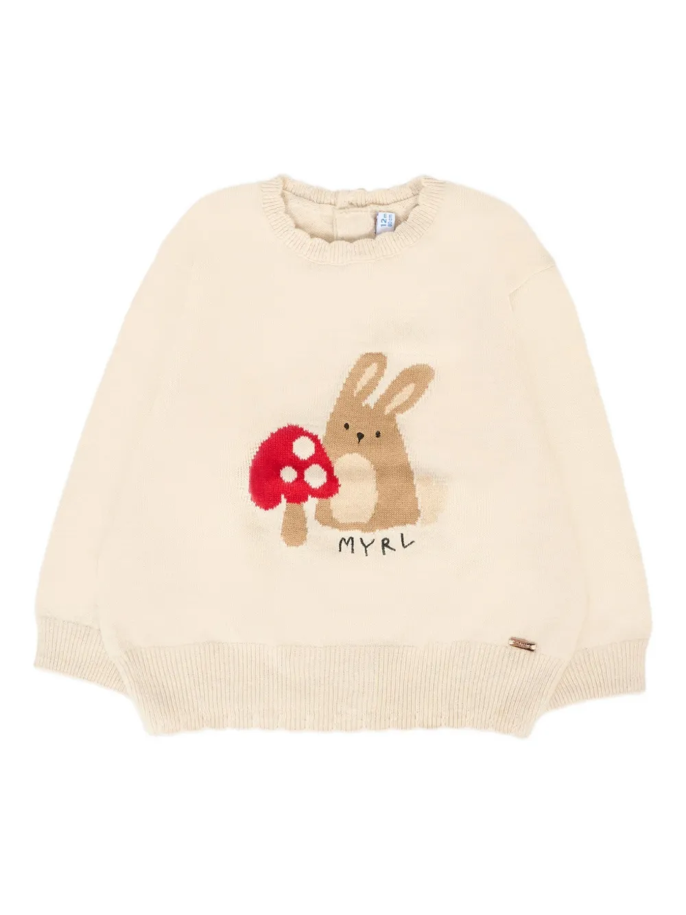 Mayoral rabbit-intarsia sweater Beige