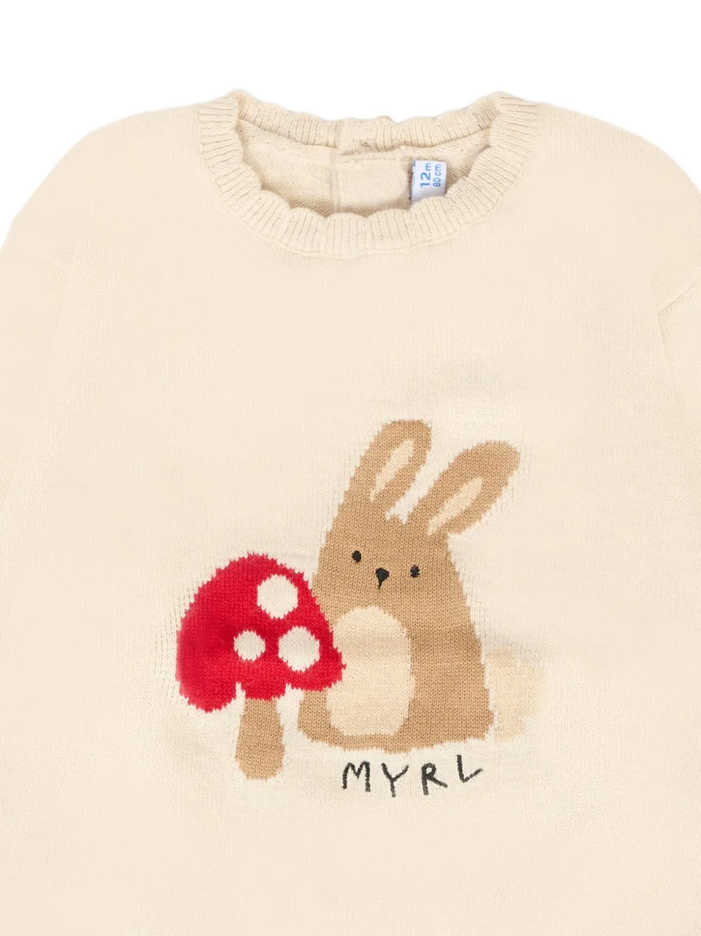 Mayoral rabbit-intarsia sweater Beige