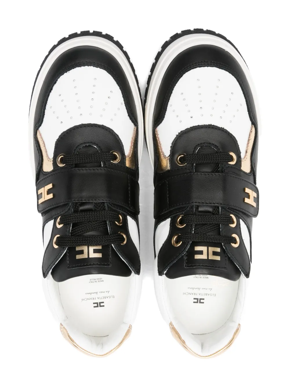 Elisabetta Franchi La Mia Bambina leather strap low-top sneakers Black