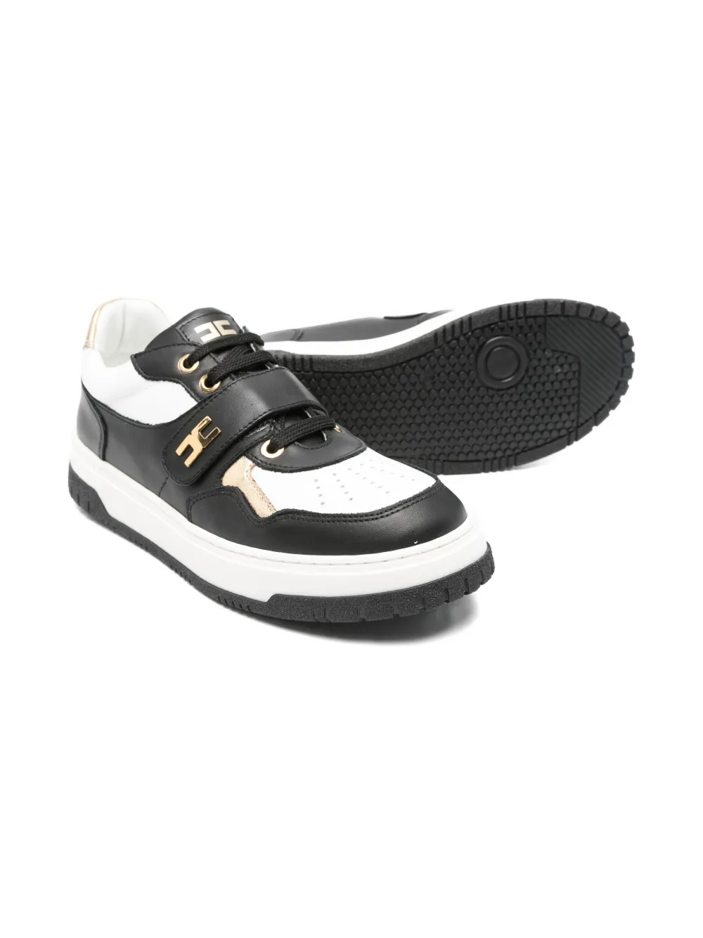 Elisabetta Franchi La Mia Bambina leather strap low-top sneakers Black