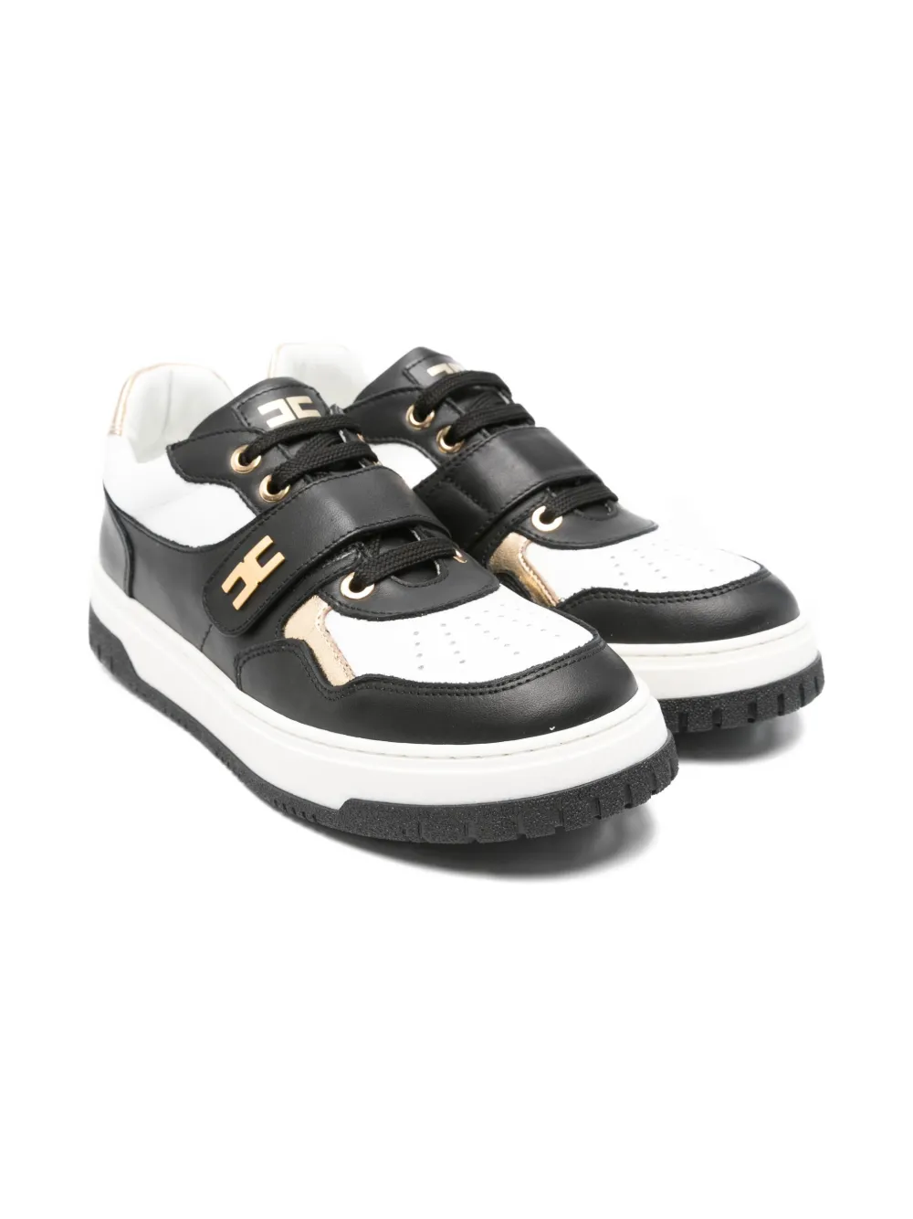 Elisabetta Franchi La Mia Bambina leather strap low-top sneakers Black