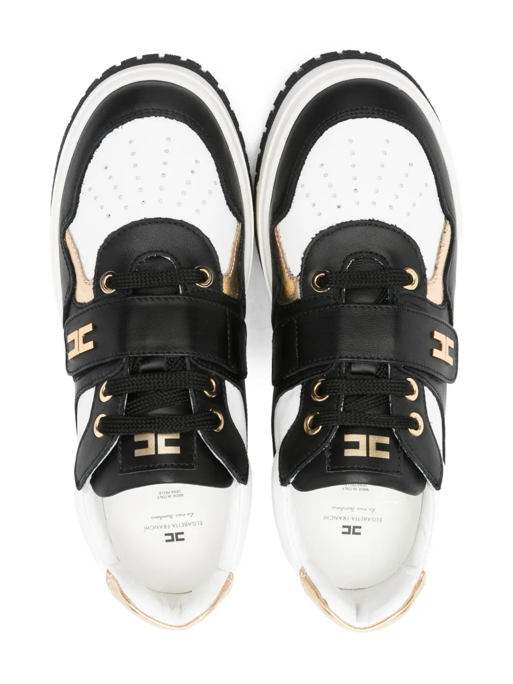 Elisabetta Franchi La Mia Bambina leather strap low-top sneakers Black