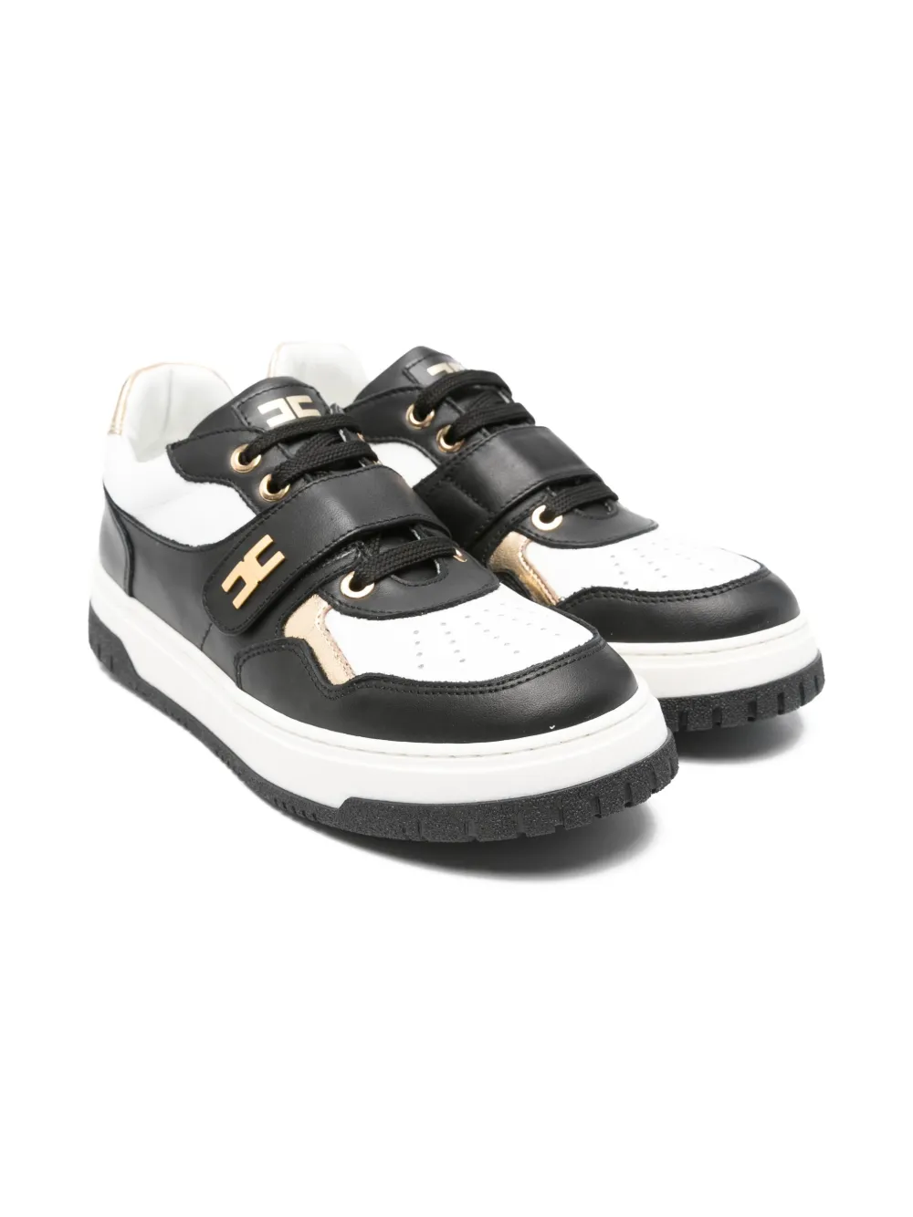 Elisabetta Franchi La Mia Bambina leather strap low-top sneakers Black