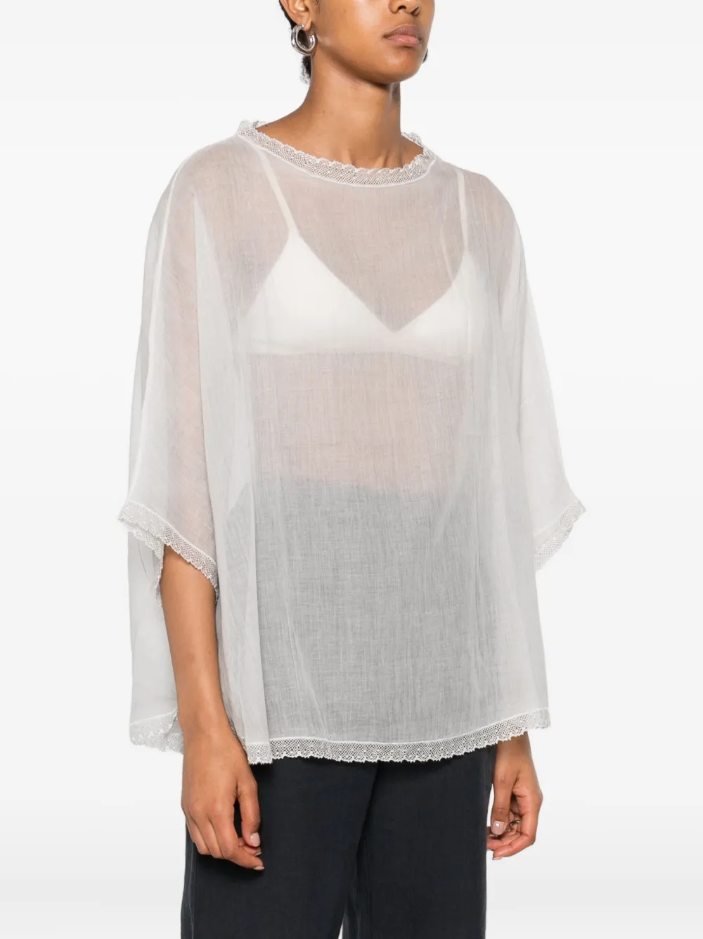 Faliero Sarti Blouse met kant Wit
