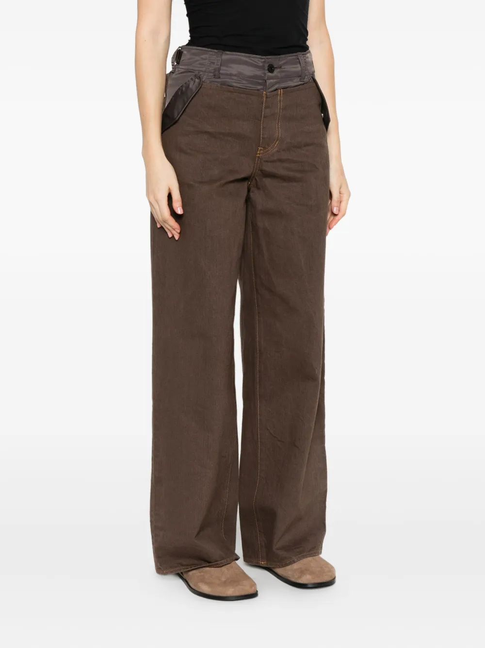 Sacai Panelled Pocket Trousers In Brown