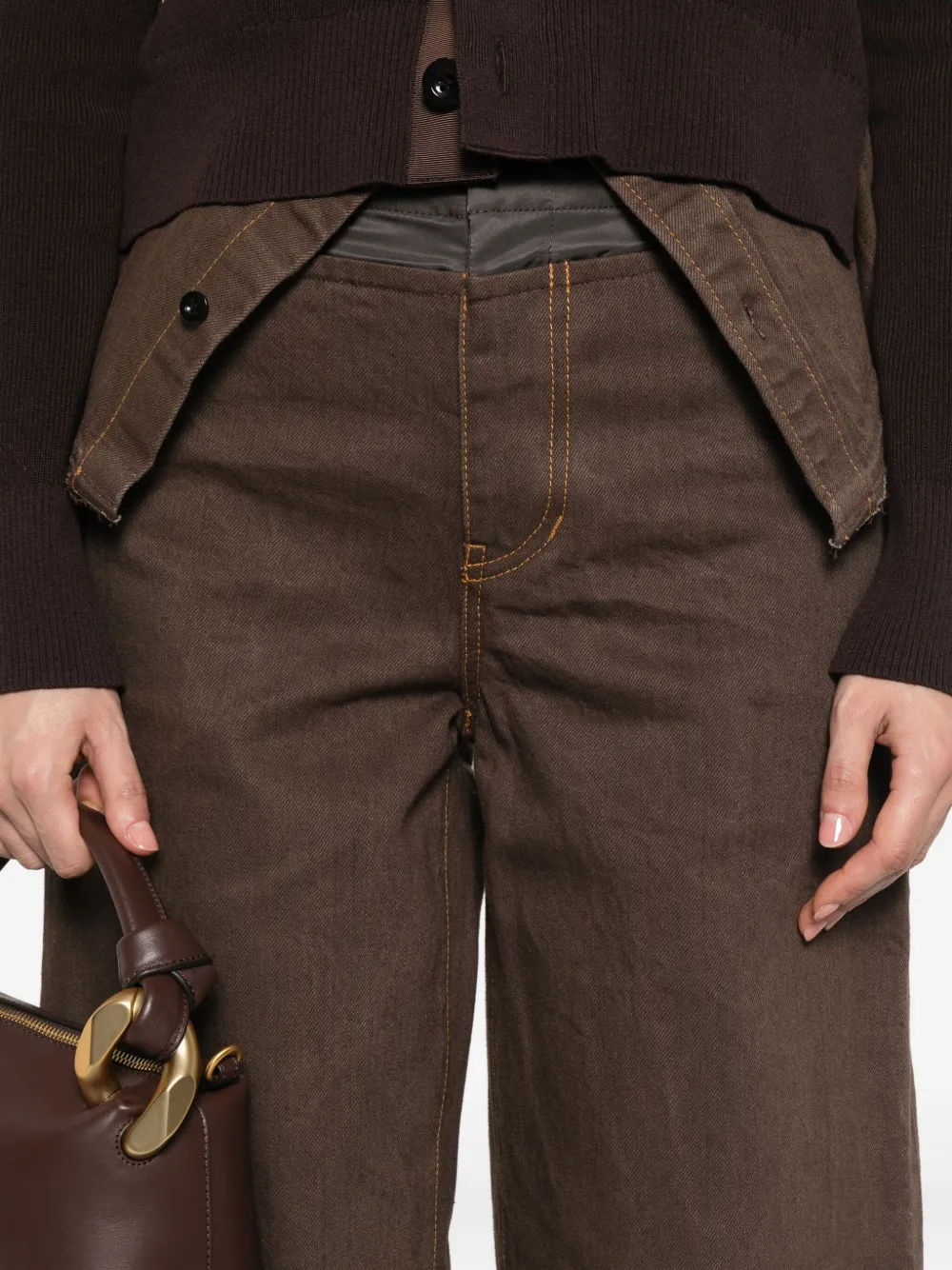 Sacai Panelled Pocket Trousers In Brown