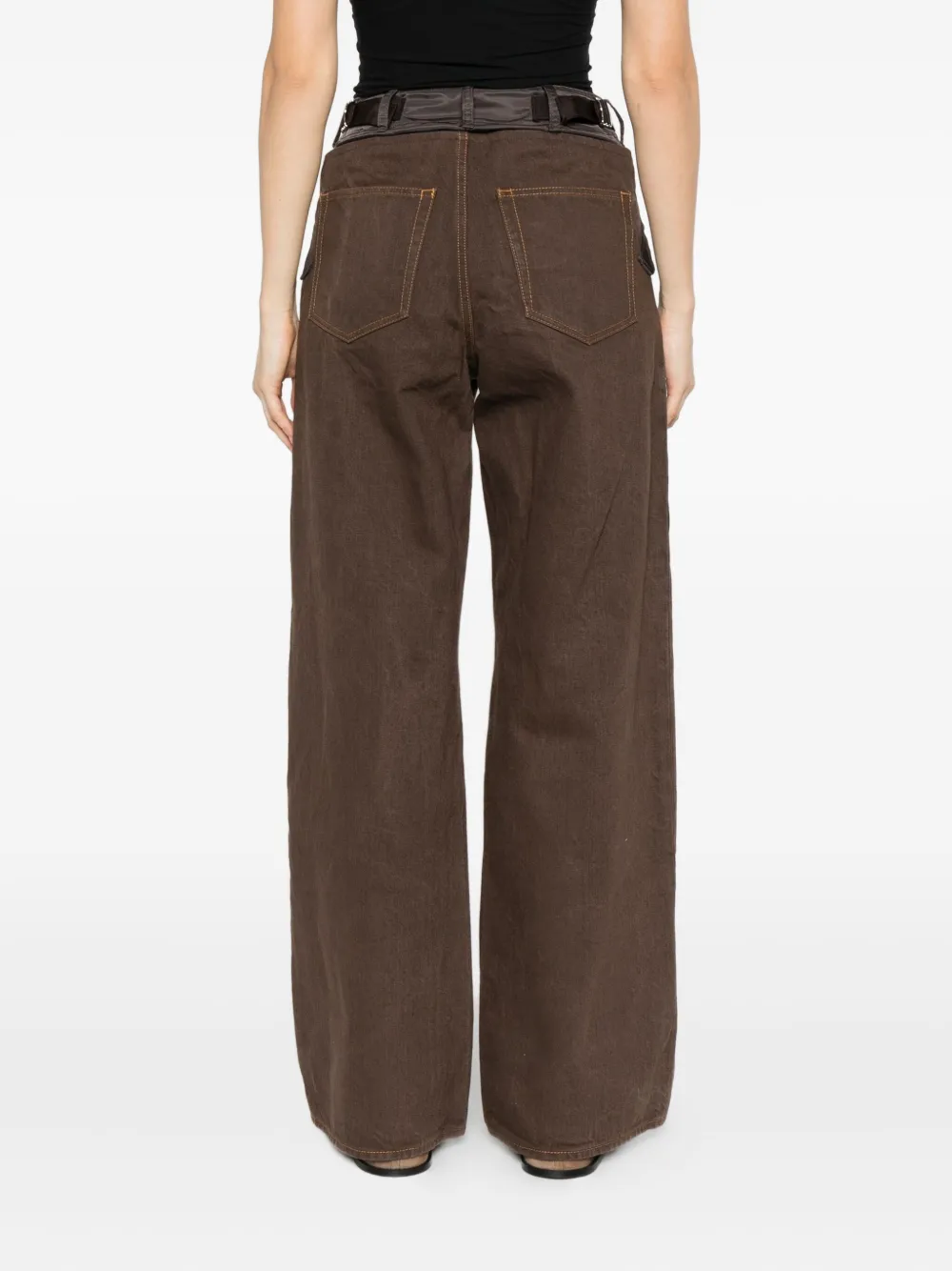 Sacai Panelled Pocket Trousers In Brown