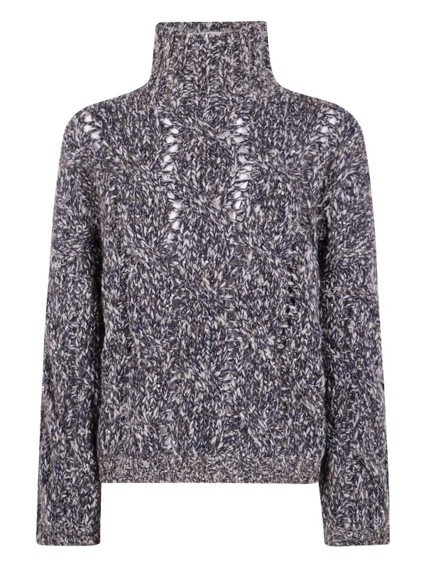 Brunello Cucinelli High-neck Sweater in Blue