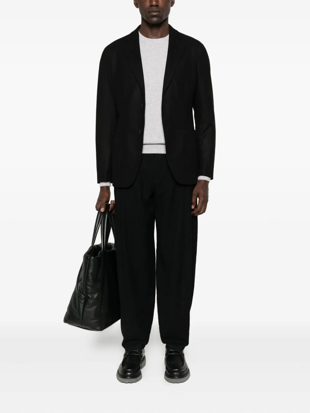 Giorgio Armani Two-button Patch-pocket Jacket In Black