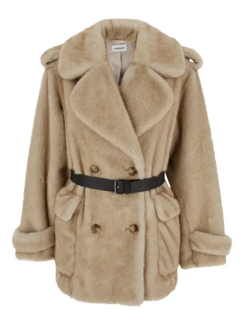 P.A.R.O.S.H. belted double-breasted eco fur jacket