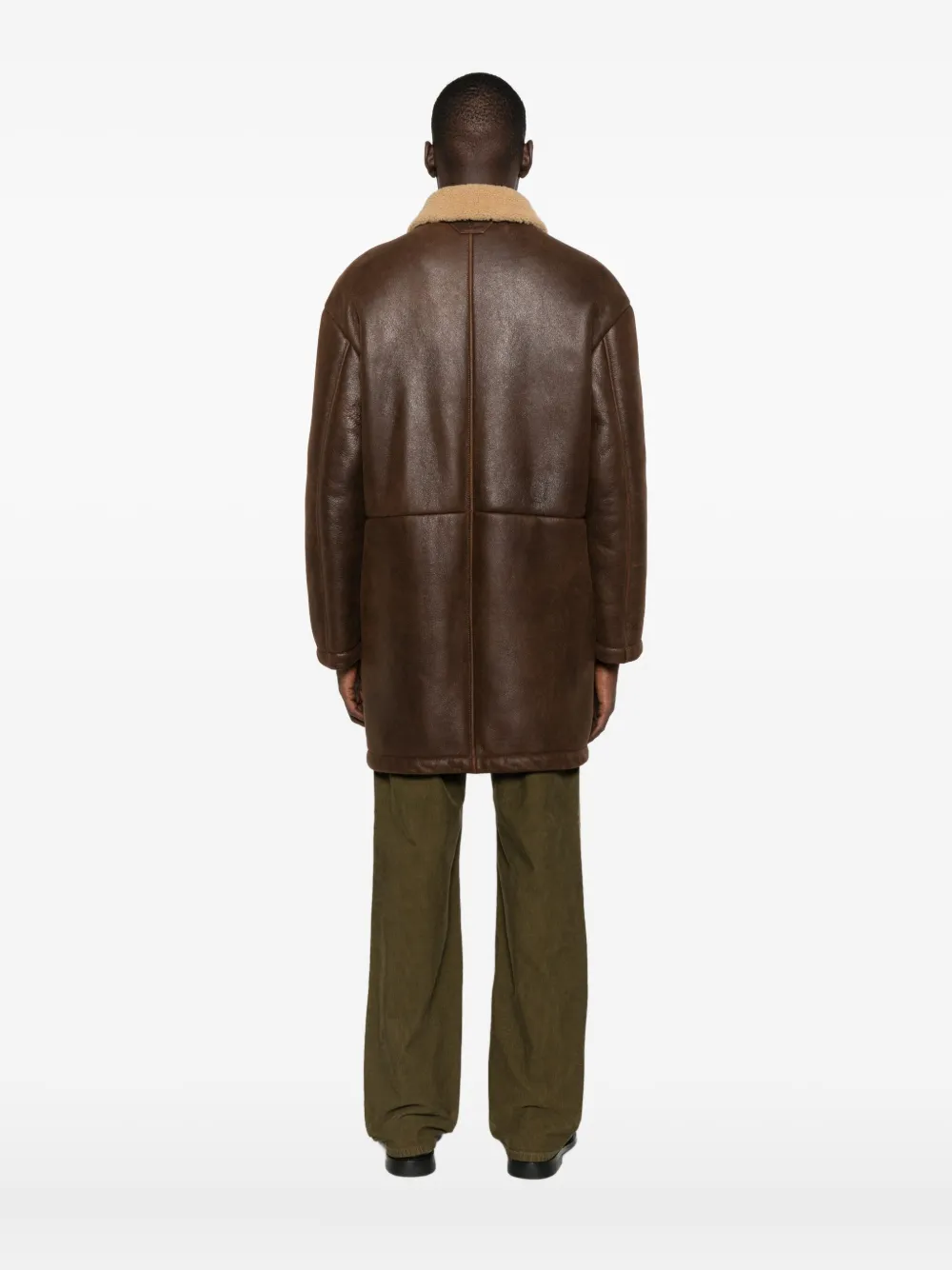 Salvatore Santoro Lammy coat met klepzak Bruin