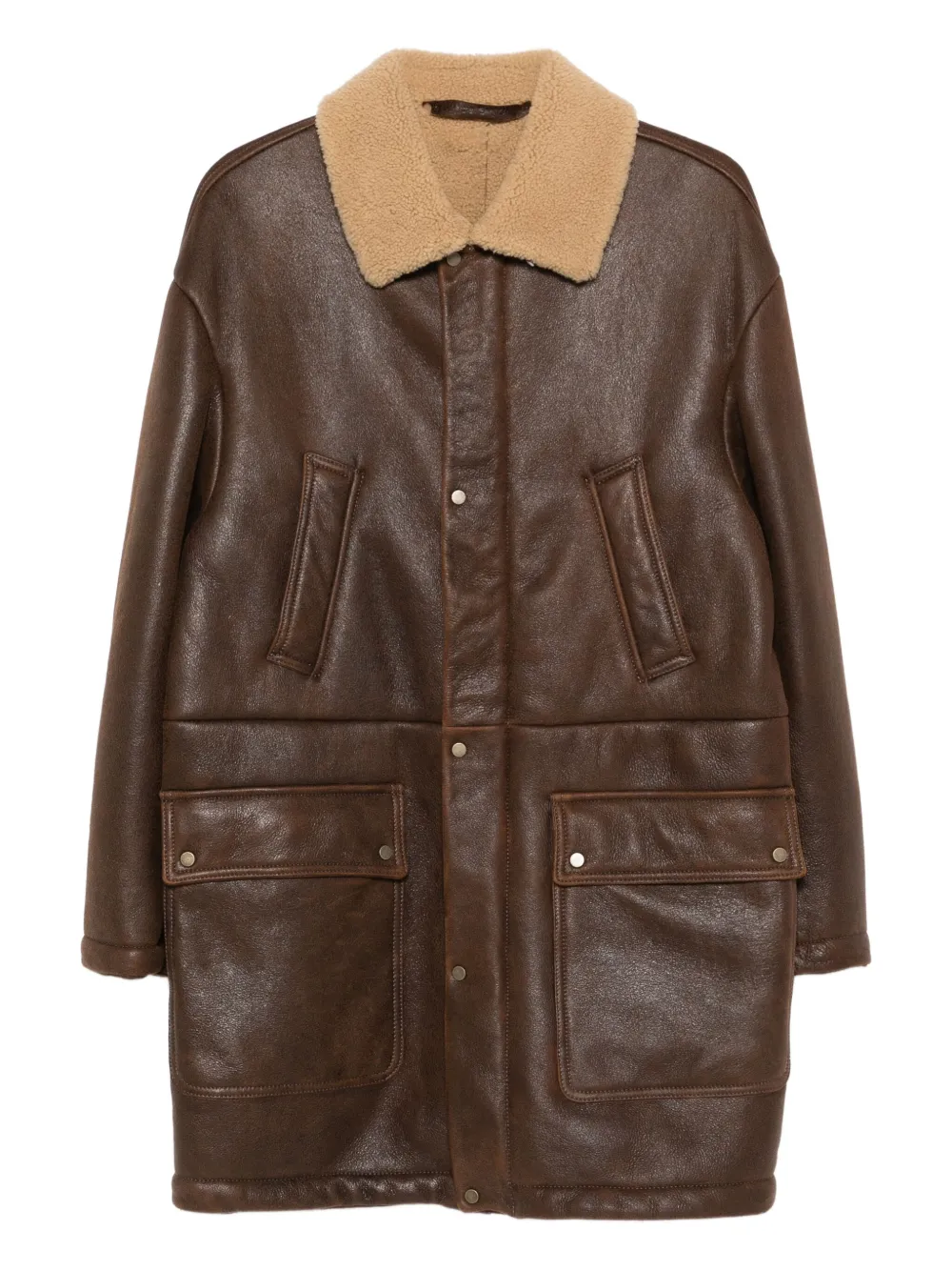 Salvatore Santoro Lammy coat met klepzak Bruin
